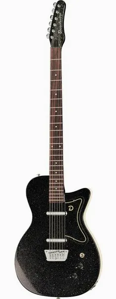 Danelectro 56 Baritone Black Metal Flake edestä