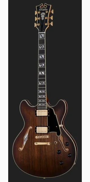 DAngelico Deluxe DC Satin Brown Burst, yksityiskohta 2