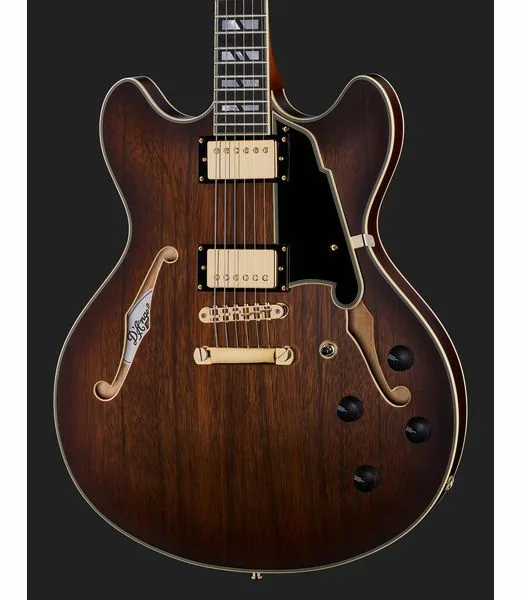 DAngelico Deluxe DC Satin Brown Burst, yksityiskohta 4