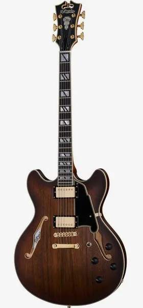DAngelico Deluxe DC Satin Brown Burst edestä