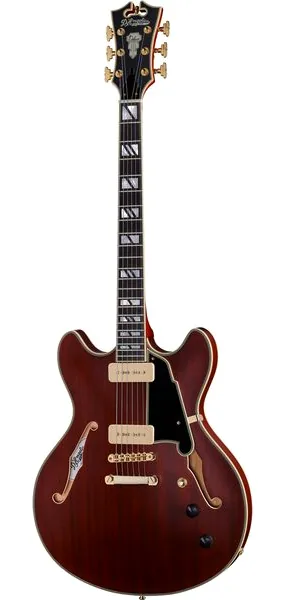 DAngelico Deluxe DC Satin Trans Wine edestä