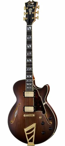 DAngelico Deluxe SS Satin Brown Burst edestä