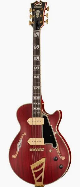 DAngelico DLX SS Barit. Satin Trans Wine edestä