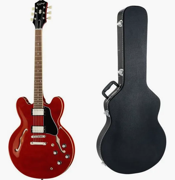 Epiphone ES-335 Cherry w/Case edestä