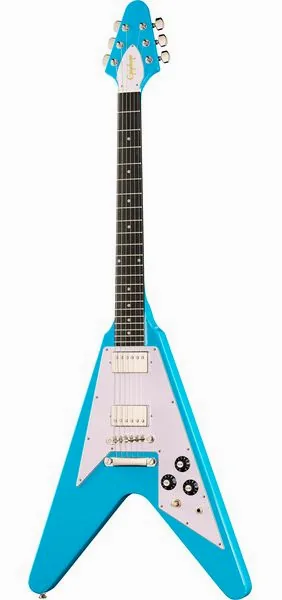 Epiphone Flying V 70s Maui Blue edestä