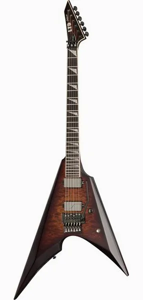 ESP LTD Arrow QM Dark Brown Burst edestä