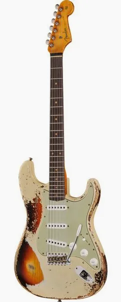 Fender 61 Strat SHR Aged V White 3TSB edestä