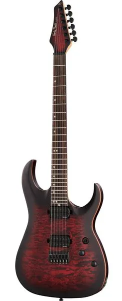 Harley Benton Amarok-6 BKRD Quilted Burst edestä
