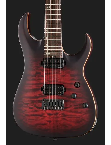 Harley Benton Amarok-7 BKRD Quilted Burst, yksityiskohta 4