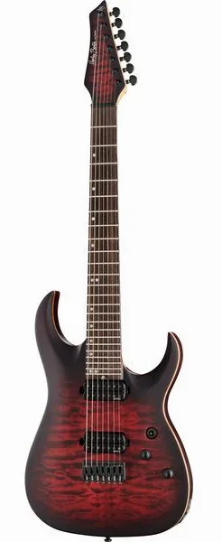 Harley Benton Amarok-7  BKRD Quilted Burst edestä