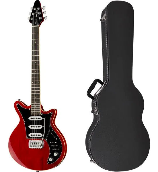 Harley Benton BM-75 Trans Red Deluxe w/Case edestä