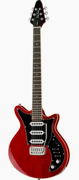 Harley Benton BM-75 Trans Red Deluxe Series edestä
