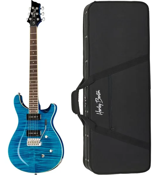 Harley Benton CST-24T P90 Ocean Flame w/Case edestä