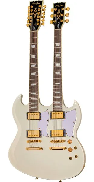 Harley Benton DC-Custom II 612 White edestä