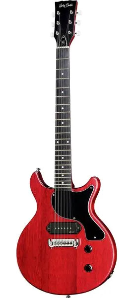 Harley Benton DC-Junior FAT Faded Cherry edestä