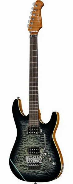Harley Benton Fusion-IV HH RW FR QBLB edestä