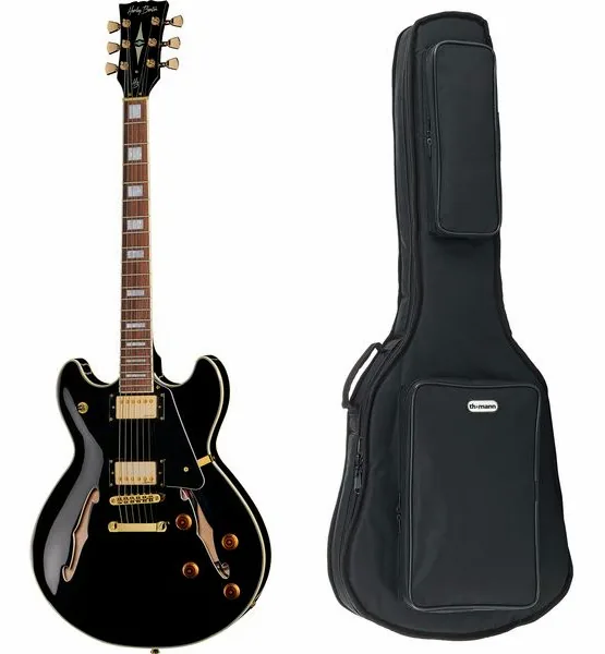Harley Benton HB-35Plus Black w/Bag edestä
