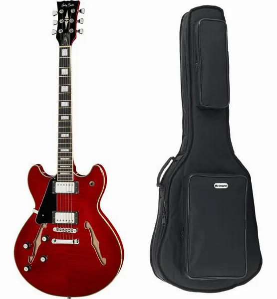 Harley Benton HB-35Plus LH Cherry w/Bag edestä