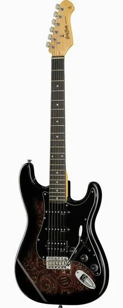 Harley Benton ST-70 Black Paisley edestä