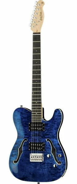 Harley Benton TE-90QM HH Trans Blue edestä