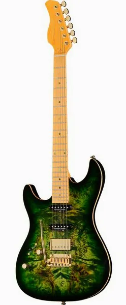 Larry Carlton S10 HSS Transparent Green LH edestä