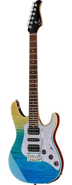 Mooer GTRS Soloist 810 Blue Burst edestä