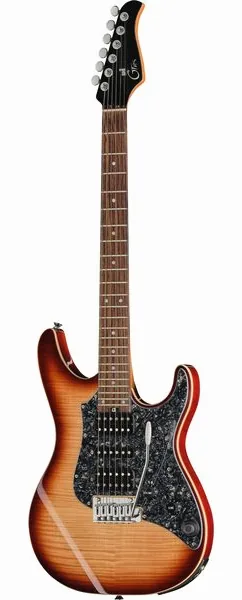Mooer GTRS Soloist 810 Brown Burst edestä