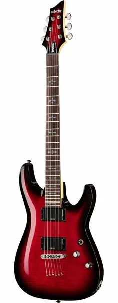 Schecter Demon-6 Crimson Red Burst edestä
