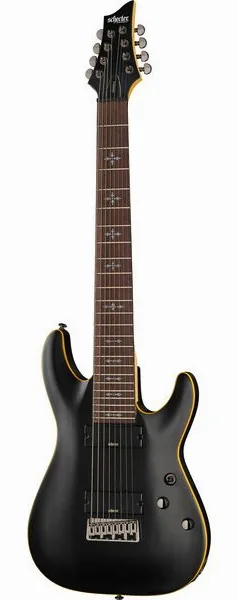 Schecter Demon-8 Aged Black Satin edestä