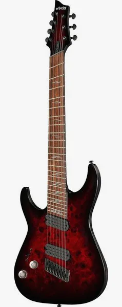 Schecter Omen Elite-7 MS BL Cherry LH edestä