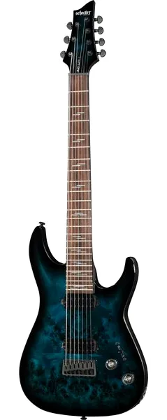 Schecter Omen Elite-7 See Blue Burst edestä