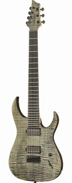 Schecter Sunset -7 Extreme Grey Ghost edestä