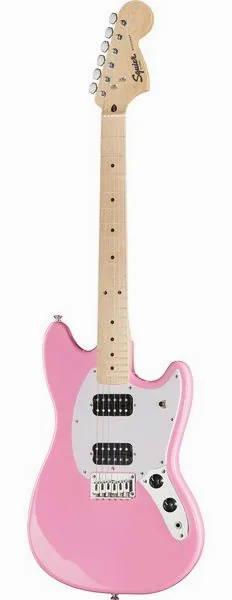 Squier Sonic Mustang HH Flash Pink edestä